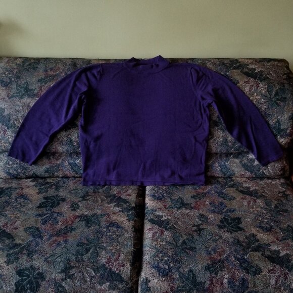 Dark mauve/purple, long sleeve, mock neck, light weight sweater, M, PM, TanJay - Picture 1 of 5